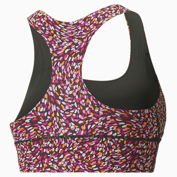 Forever Luxe Graphic Women's Sports Bra, Puma Black-Multi print, extralarge