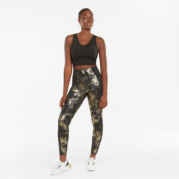 ELLAVATE Eversculpt Women's Slim Tights, Puma Black-Puma Team Gold-Matte foil print