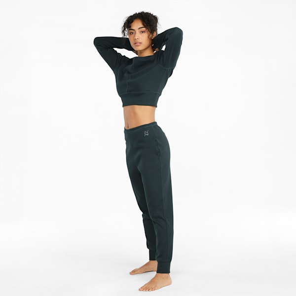 EXHALE High Waist Regular Fit Women's Ribbed Jogger, Midnight Green, extralarge-IND