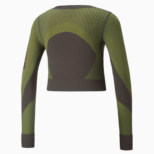 Playera Mujer Training Seamless Long Sleeve Fitted, Asphalt-Yellow Glow, extralarge