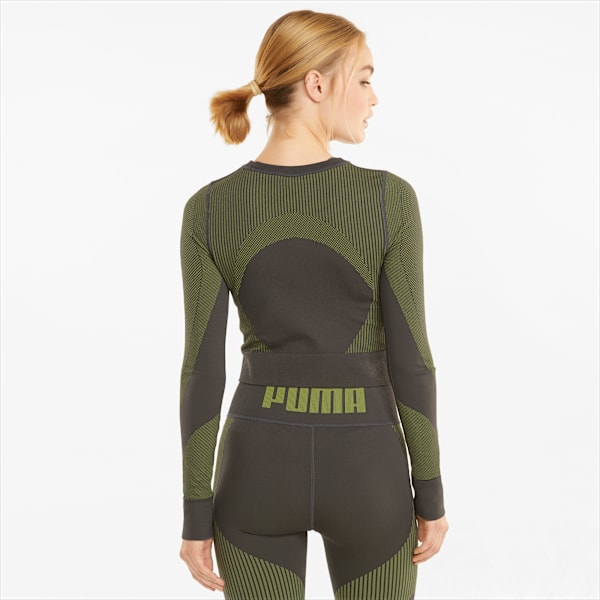 Playera Mujer Training Seamless Long Sleeve Fitted, Asphalt-Yellow Glow, extralarge