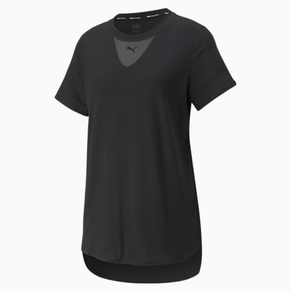 Mesh Short Sleeves Relaxed Fit Women's Training T-Shirt, Puma Black, extralarge-AUS