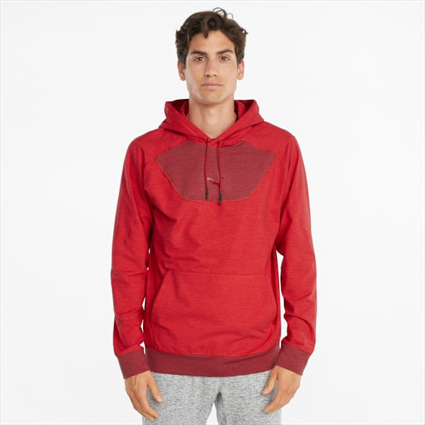 CLOUDSPUN Men's Training Hoodie, High Risk Red-Intense Red Heather, extralarge