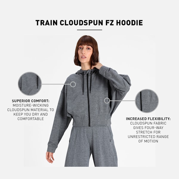Cloudspun Hooded Women's Training Jacket, Puma Black Heather