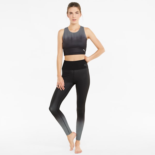 Studio Ombre Racerback Women's Performance Crop Top, Puma Black-Asphalt-ombre print, extralarge-IND