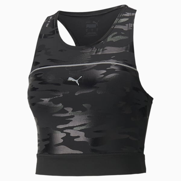 Run High Shine Cropped Women's Running Tank Top, Puma Black, extralarge