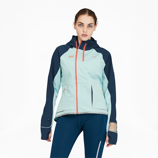 PUMA x HELLY HANSEN Women's Running Jacket, Eggshell Blue-Intense Blue, extralarge