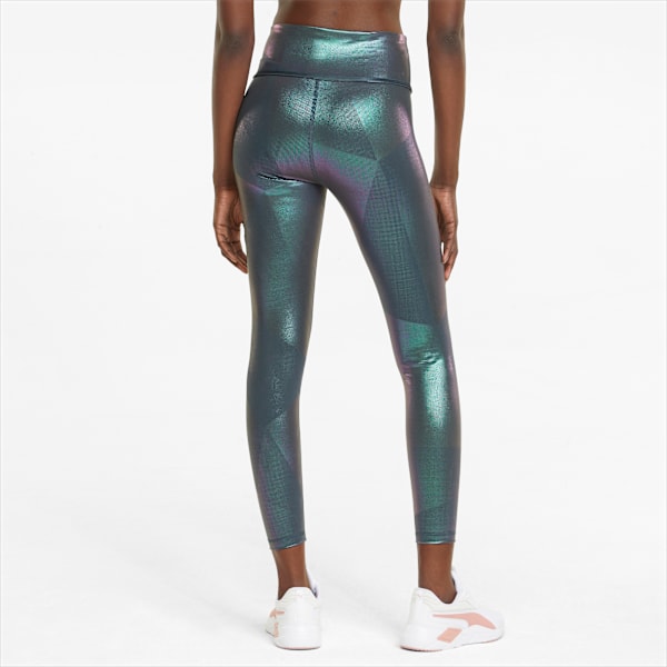 Leggings para entrenar de mujer estampados de entrenamiento 7/8 de tiro alto Stardust para mujer, Dark Slate-Iridescent print, extralarge