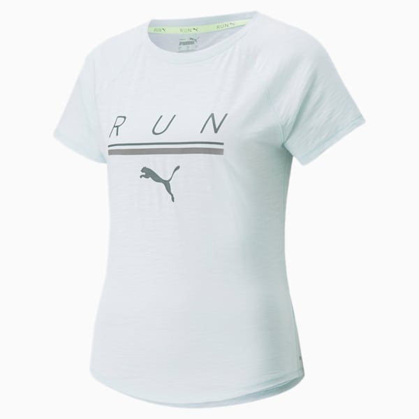 Playera para correr de manga corta con logotipo 5K para mujer, Nitro Blue, extralarge