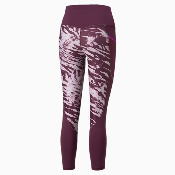 Leggings para correr 7/8 de tiro alto con gráfico 5K para mujer, Grape Wine, extralarge