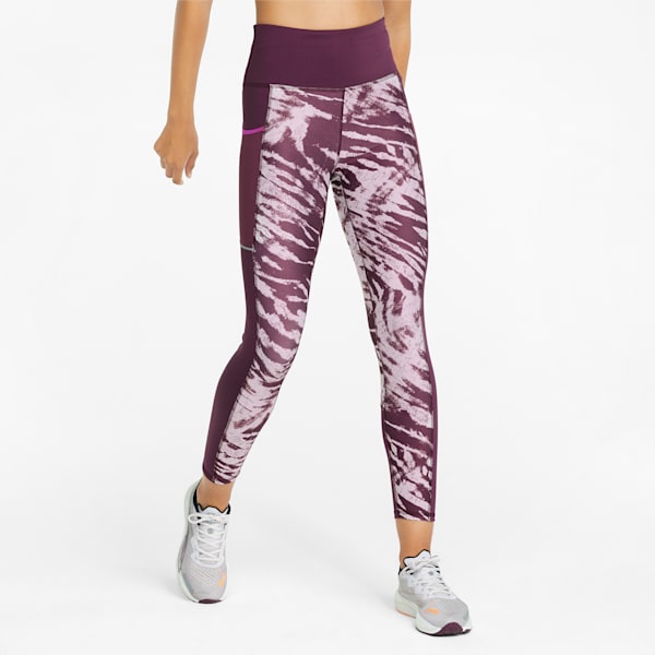 Leggings para correr 7/8 de tiro alto con gráfico 5K para mujer, Grape Wine, extralarge