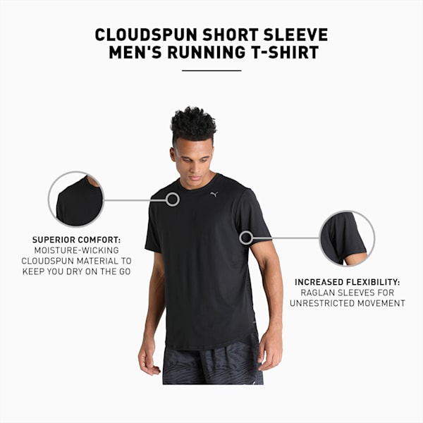 CLOUDSPUN Short Sleeve Men's Running T-Shirt, Puma Black, extralarge-IND