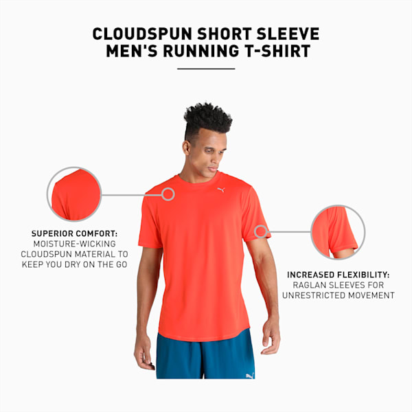 CLOUDSPUN Short Sleeve Men's Running T-Shirt, Cherry Tomato, extralarge-IND