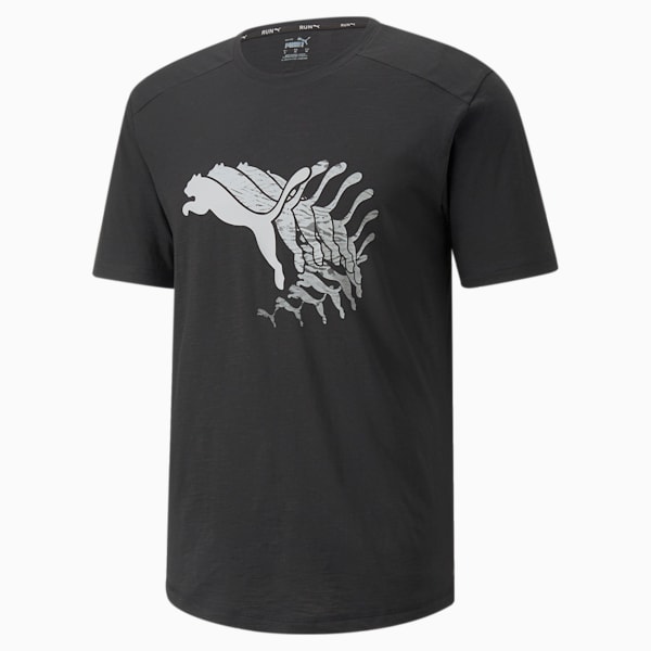 Logo Short Sleeve Men's Running  T-shirt, Puma Black, extralarge-IND