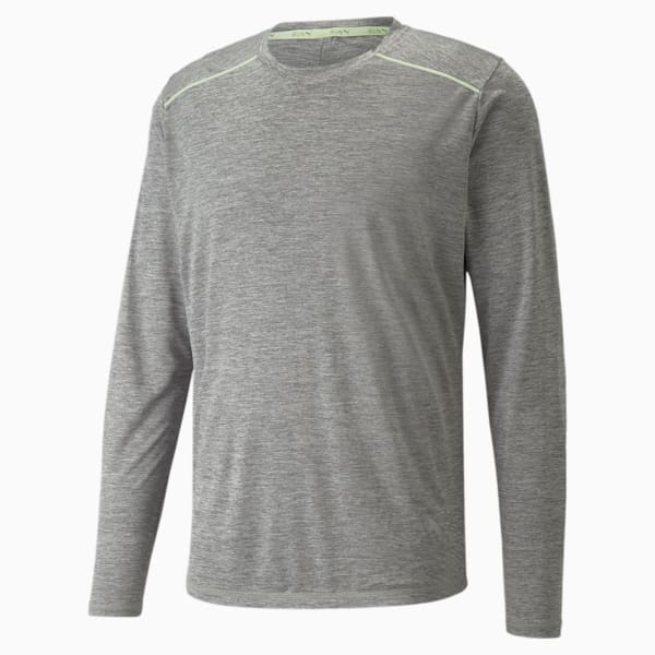 Playera de running de manga larga para hombre, Medium Gray Heather, extralarge