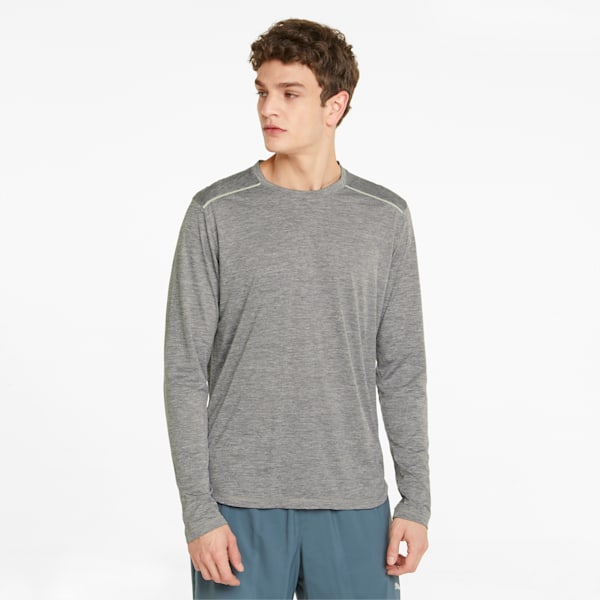 Long Sleeve Men's Running Tee, Medium Gray Heather, extralarge