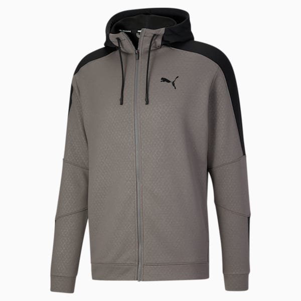Train Activate Full-Zip Men's Hoodie, Charcoal Gray-Puma Black, extralarge