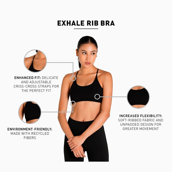 Exhale Ribbed Women's Training Bra, Puma Black, extralarge-IND