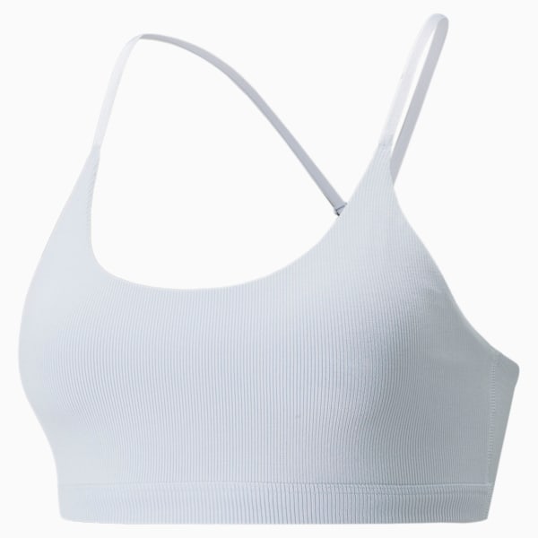 Exhale Ribbed Women's Sports Bra, Arctic Ice