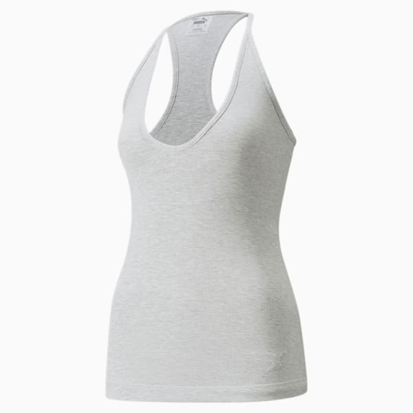 Exhale Ribbed Women's Training Tank Top, Light Gray Heather, extralarge-IND