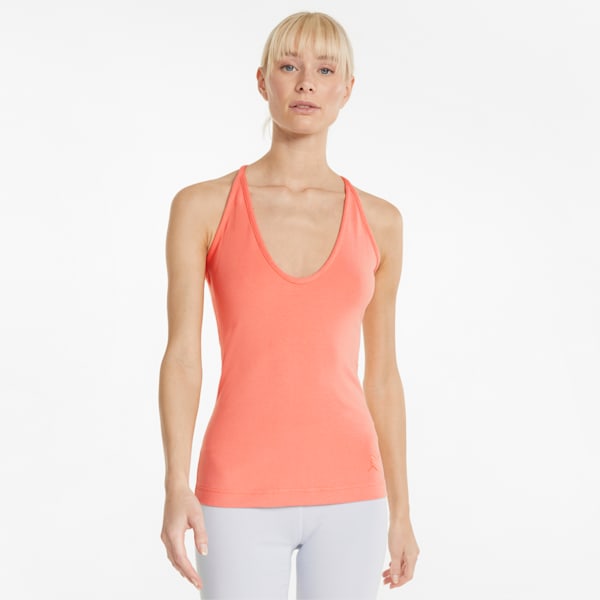 Exhale Ribbed Women's Training Tank Top, Peach Pink