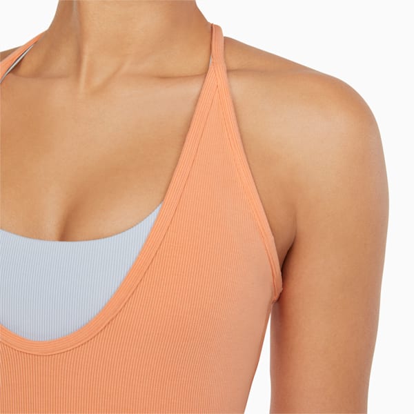 Exhale Ribbed Women's Training Tank Top, Peach Pink