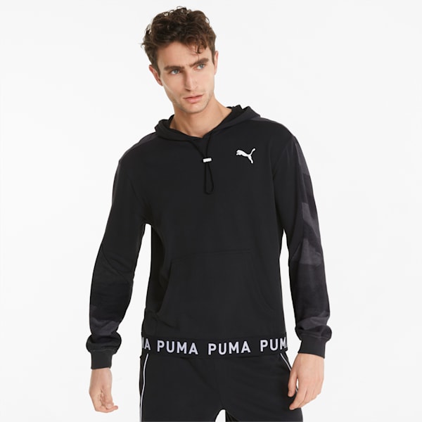 Sudadera con capucha para entrenar con estampado para hombre, Puma Black, extralarge