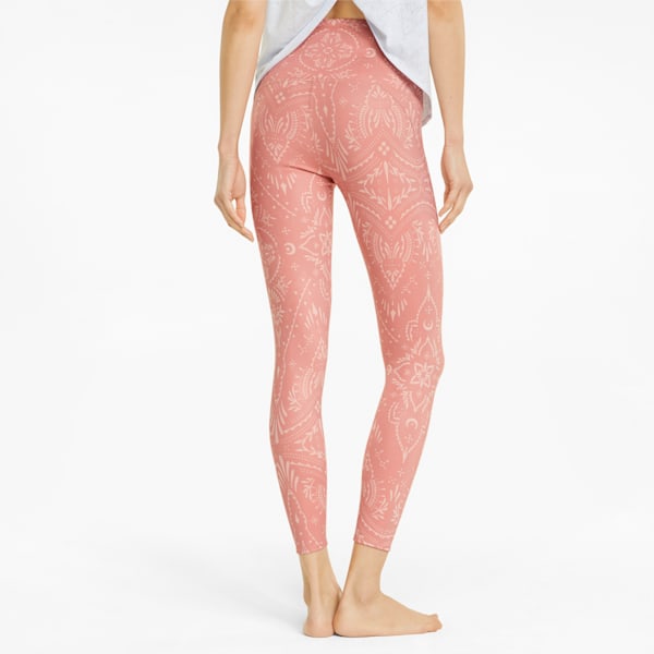 Studio Printed High-Waisted Women's Training Leggings, Rosette