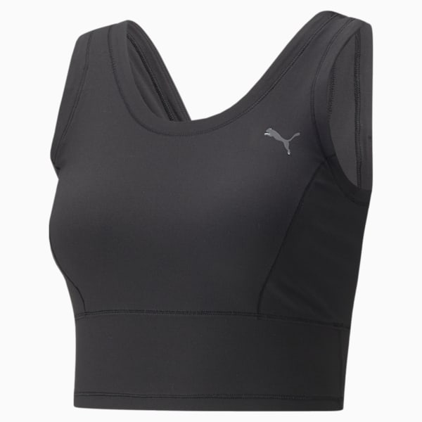 Playera sin mangas corta de entrenamiento para mujeres Studio Yogini Luxe, Puma Black, extralarge