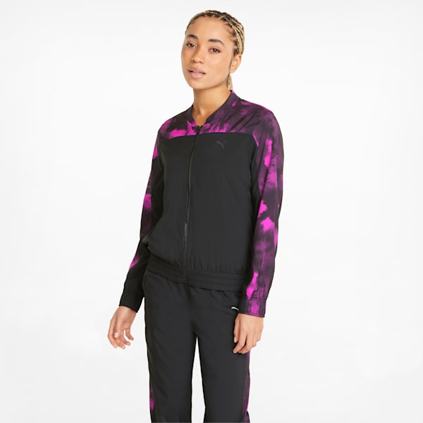 Favourite Printed Women's Training Tracksuit, Puma Black-Deep Orchid-AOP, extralarge-IND