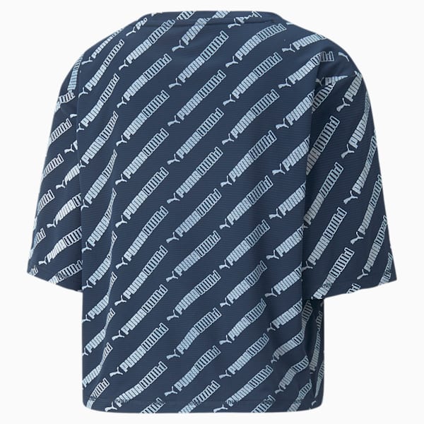 Favourite Printed Crop Short Sleeve Women's Training Relaxed Fit T-Shirt, Marine Blue, extralarge-IND