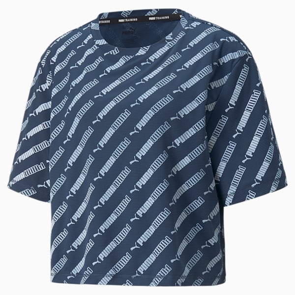 Favourite Printed Crop Short Sleeve Women's Training Relaxed Fit T-Shirt, Marine Blue, extralarge-IND