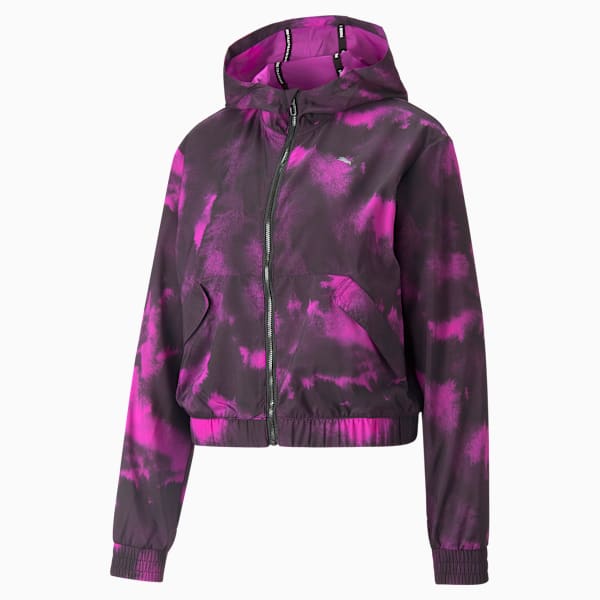 Printed Woven Women's Training Jacket, Deep Orchid, extralarge