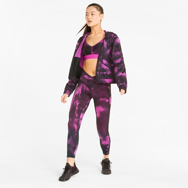 Printed Woven Women's Training Jacket, Deep Orchid, extralarge