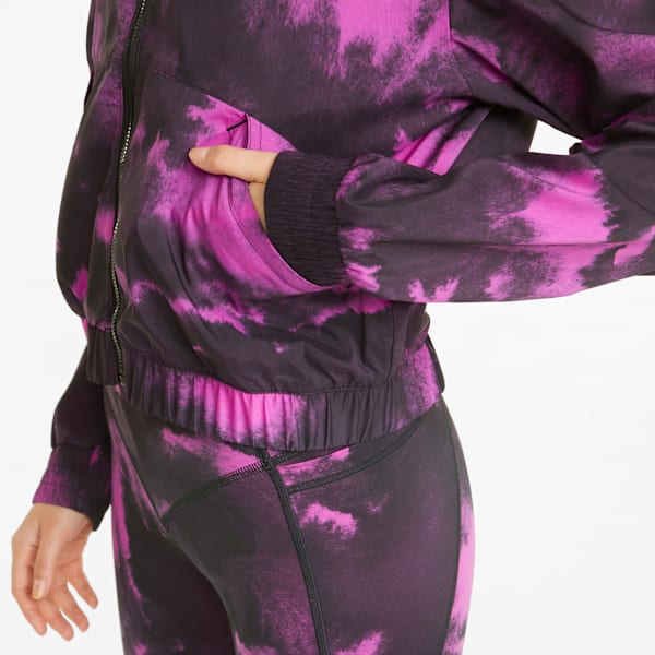Printed Woven Women's Training Jacket, Deep Orchid, extralarge