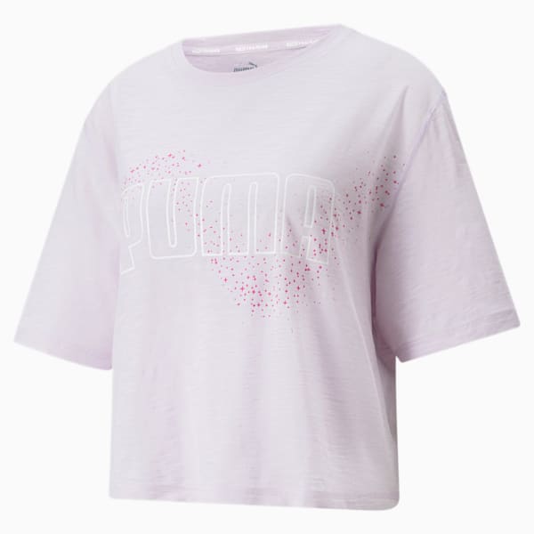 Graphic Recycled Boxy Women's Training  T-shirt, Lavender Fog, extralarge-IND