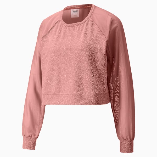 Playera de entrenamiento para mujeres de manga larga Crystalline de malla tejida, Rosette, extralarge