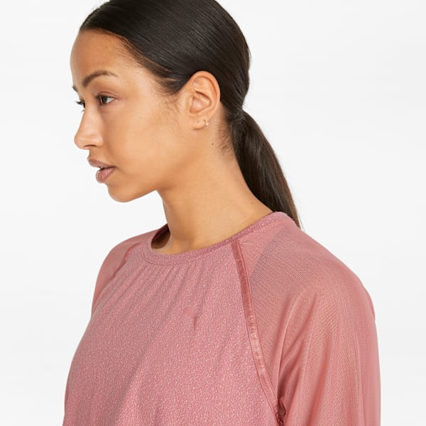 Playera de entrenamiento para mujeres de manga larga Crystalline de malla tejida, Rosette, extralarge