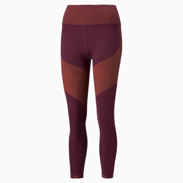 FormKnit Women's Seamless High Waist 7/8 Training Leggings, Grape Wine-Neon Citrus, extralarge-IND