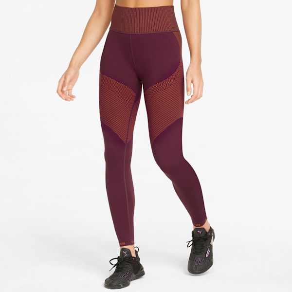FormKnit Women's Seamless High Waist 7/8 Training Leggings, Grape Wine-Neon Citrus, extralarge-IND