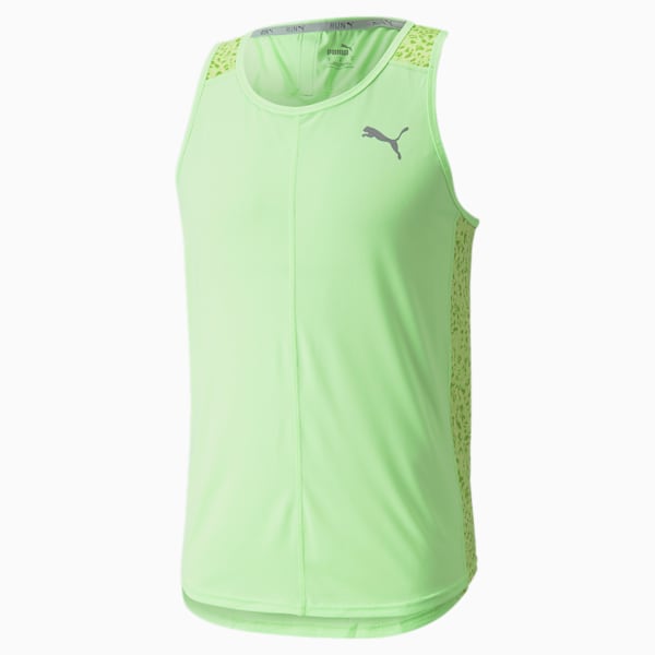 Graphic Printed Men's Running Singlet, Fizzy Lime