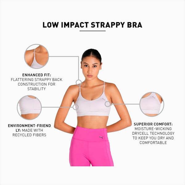 Low-Impact Strappy Women's Training Bra, Lavender Fog, extralarge-IND