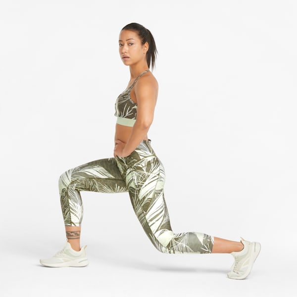 Bra deportivo para training de bajo impacto Mujer Risk Taker, Dark Green Moss-trop print, extralarge