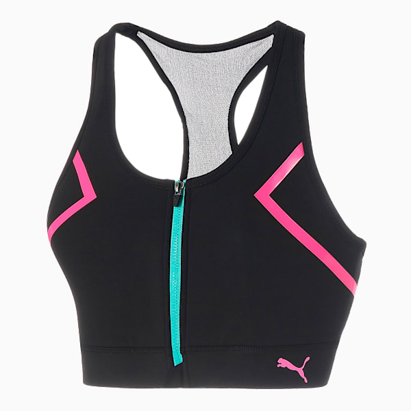 PUMA x BARBELLS FOR BOOBS Zip Front Women's Sports Bra, Puma Black, extralarge