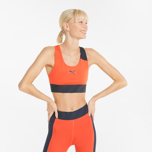 JUMP USA Women Black & Orange Sports Bra & Tights Set