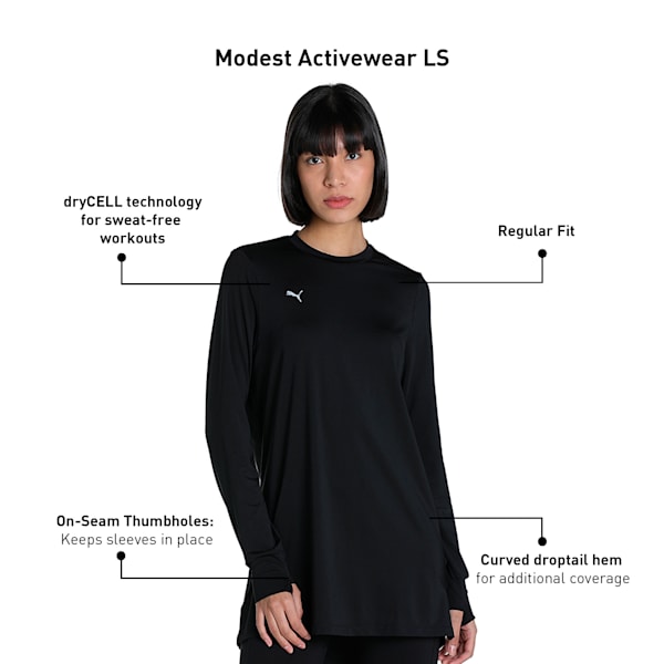 Modest Activewear Women's Training T-Shirt, Puma Black, extralarge-IND
