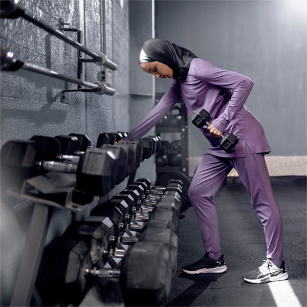 Modest Activewear Long Sleeve Women's Training Tee, Purple Charcoal, extralarge