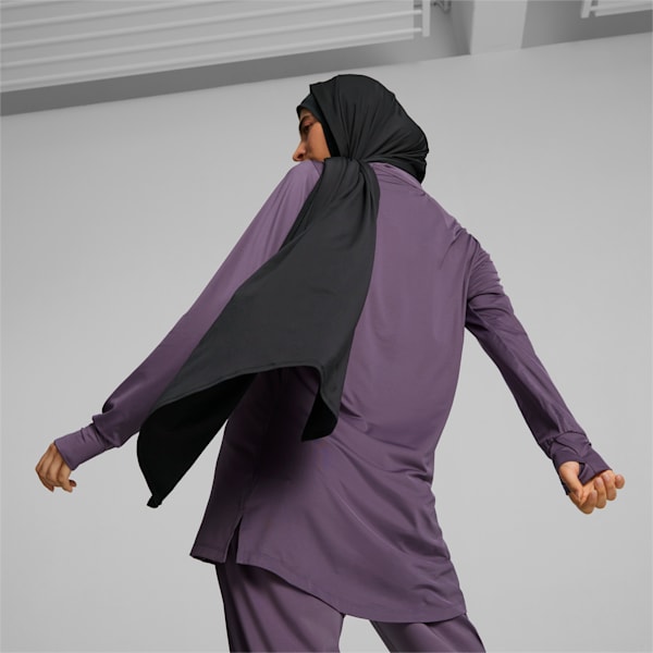 Modest Activewear Long Sleeve Women's Training Tee, Purple Charcoal