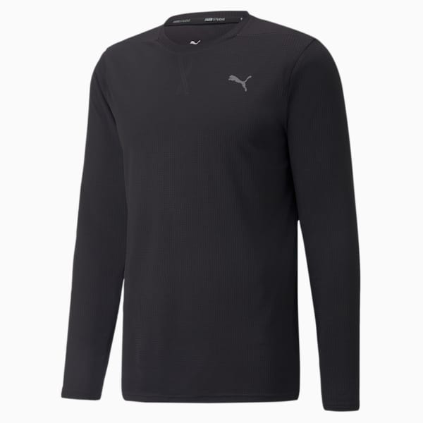 Studio Waffle Long Sleeve Training Men's T-Shirt, Puma Black, extralarge-IND