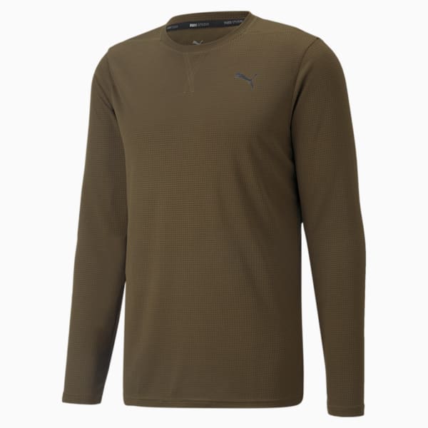 Playera para entrenar de manga larga STUDIO Waffle para hombre, Deep Olive, extralarge